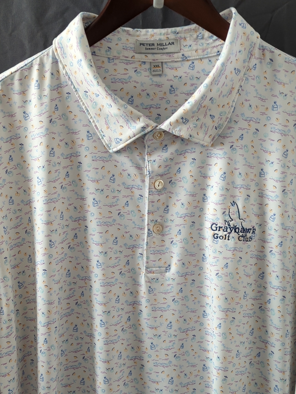 Peter Millar Grayhawk Golf Club Polo 5 O'Clock In Fiji Cocktail Print XXL
